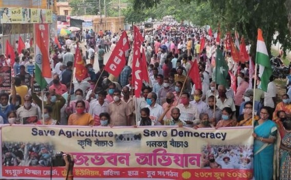 'Save Agriculture, Save Democracy' : Left backed Units staged protest against Farm Bill in Agartala